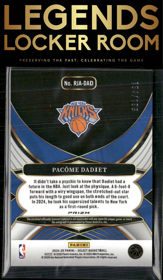2024-25 Panini Select #RJA-PCD Pacome Dadiet Rookie Jersey Autographs #/199