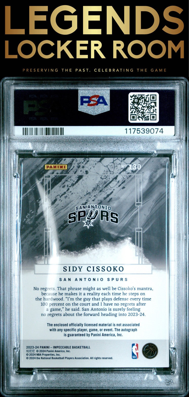 2023 Panini Impeccable #130 Sidy Cissoko Jersey Auto /25 PSA 8