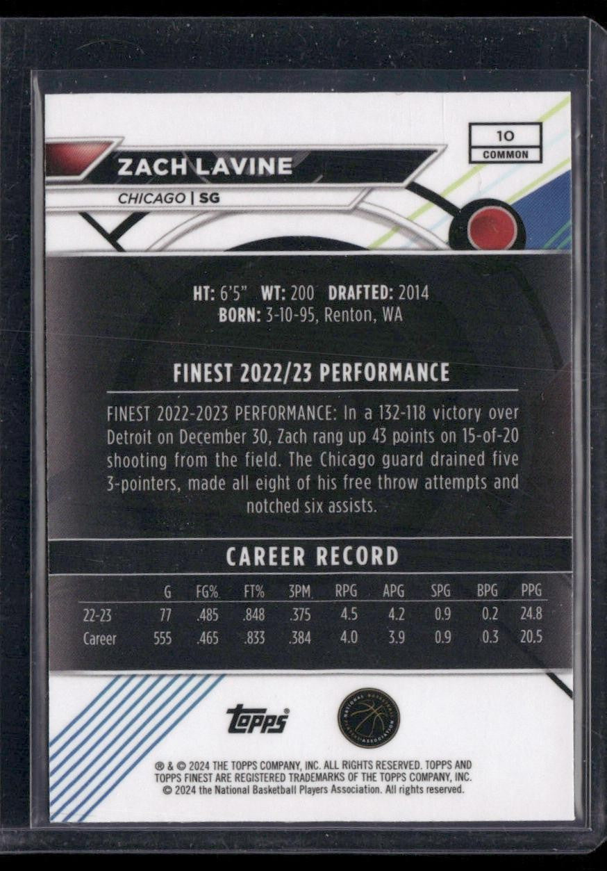 2023-24 Finest #10 Zach LaVine Gold Refractors #/50