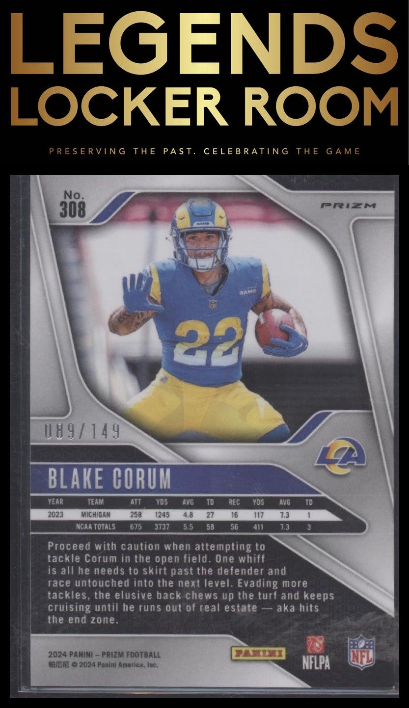 2024 Panini Prizm #308 Blake Corum Red Wave #/149