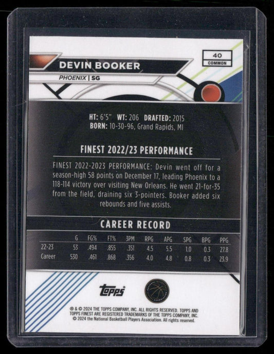 2023-24 Finest #40 Devin Booker Blue Refractors #/150