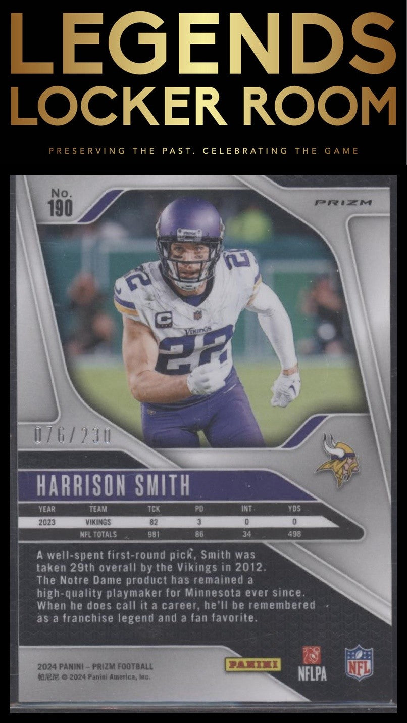 2024 Panini Prizm #190 Harrison Smith Blue Wave #/230