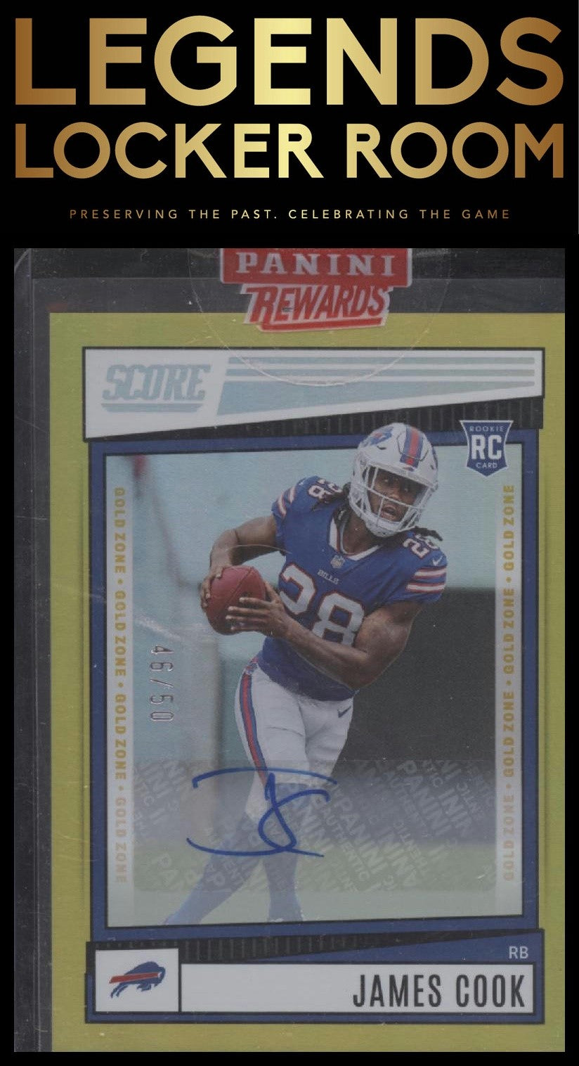 2022 Score #334 James Cook Auto Gold Zone Panini Sealed #/50