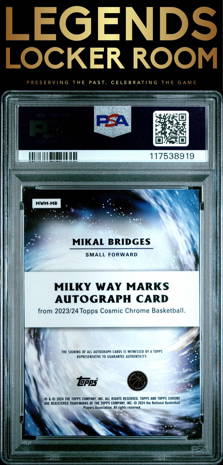 2023 Topps Cosmic Chrome Milky Way Marks Auto Mikal Bridges /50 PSA 9