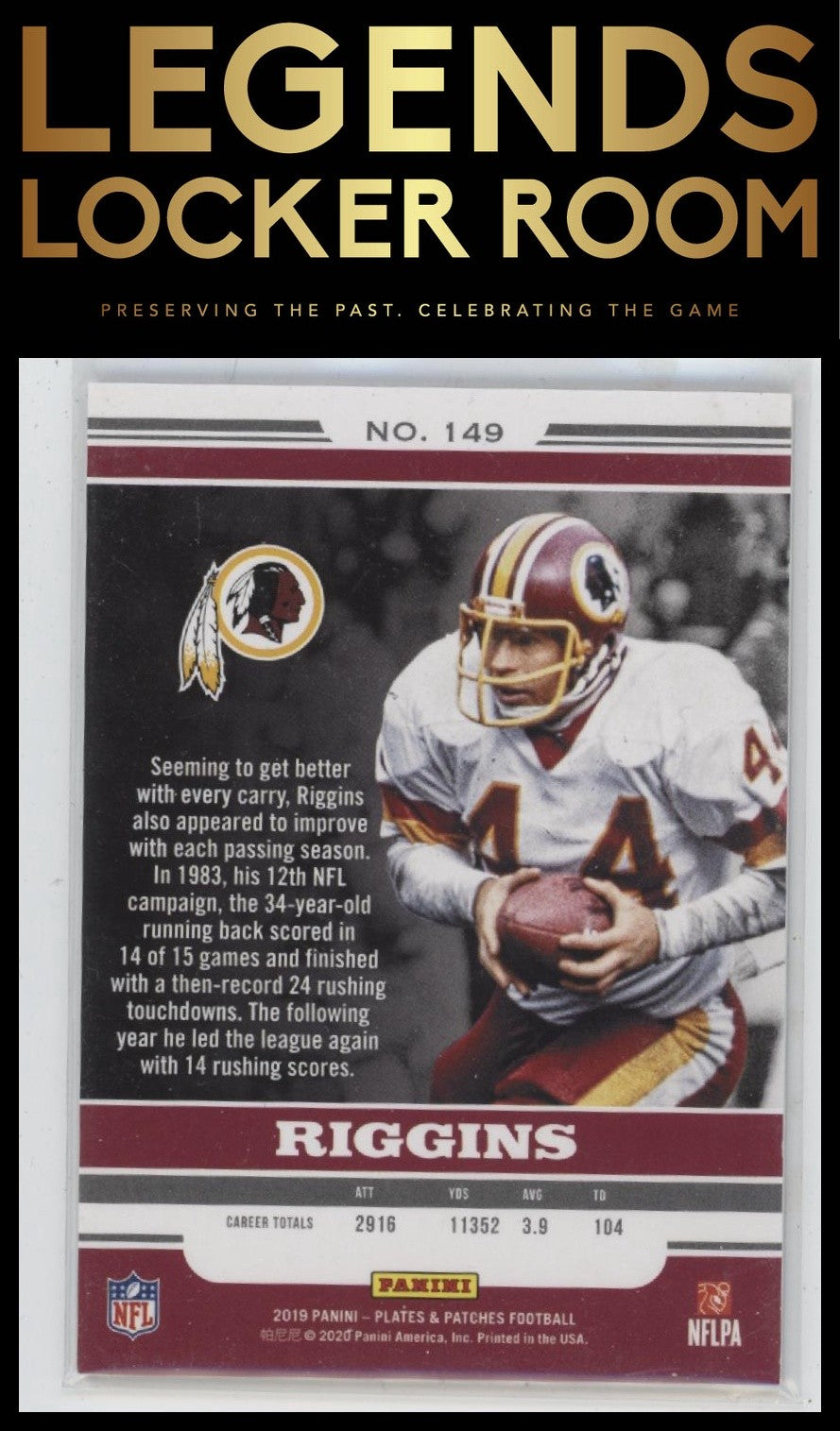 2019 Panini Plates & Patches #149 John Riggins Legends Green /25