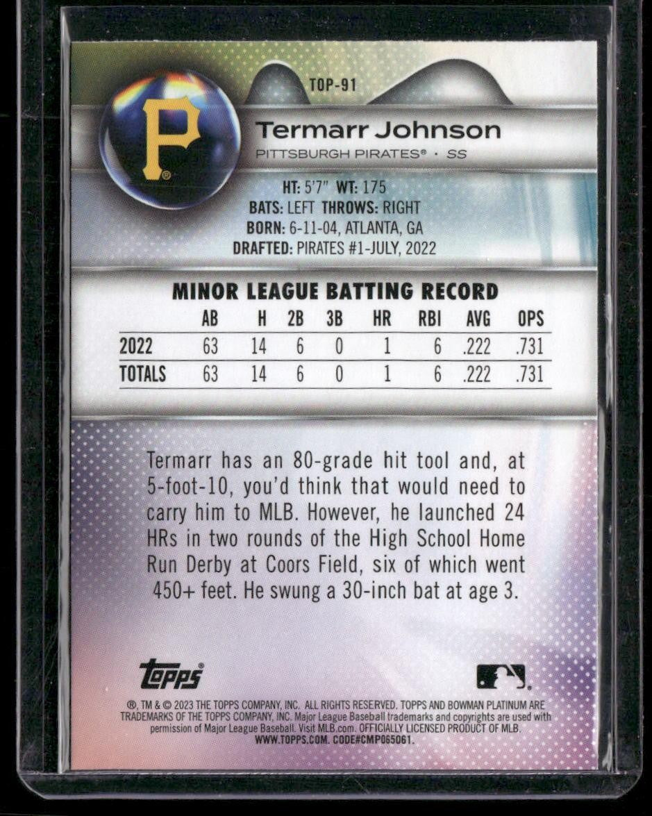 2023 Bowman Platinum #TOP-91 Termarr Johnson Top Prospects