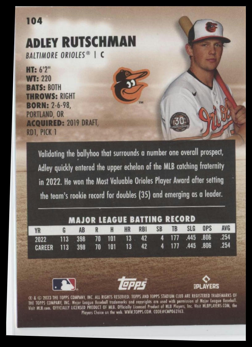 2023 Stadium Club #104 Adley Rutschman