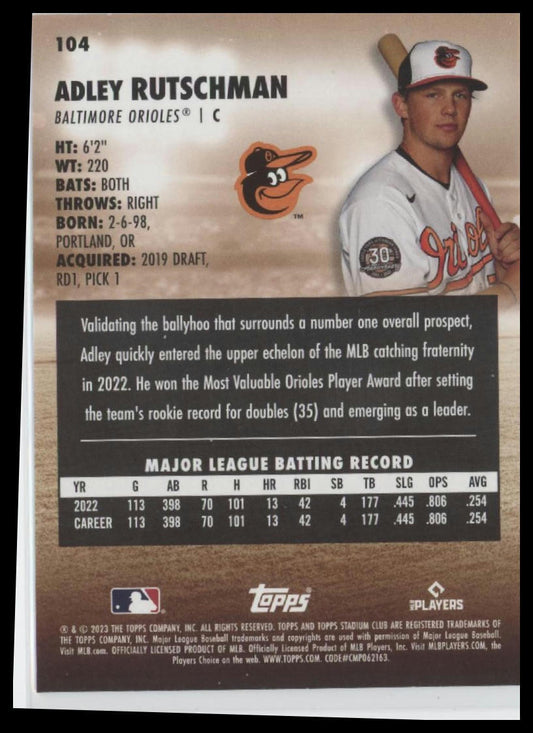 2023 Stadium Club #104 Adley Rutschman