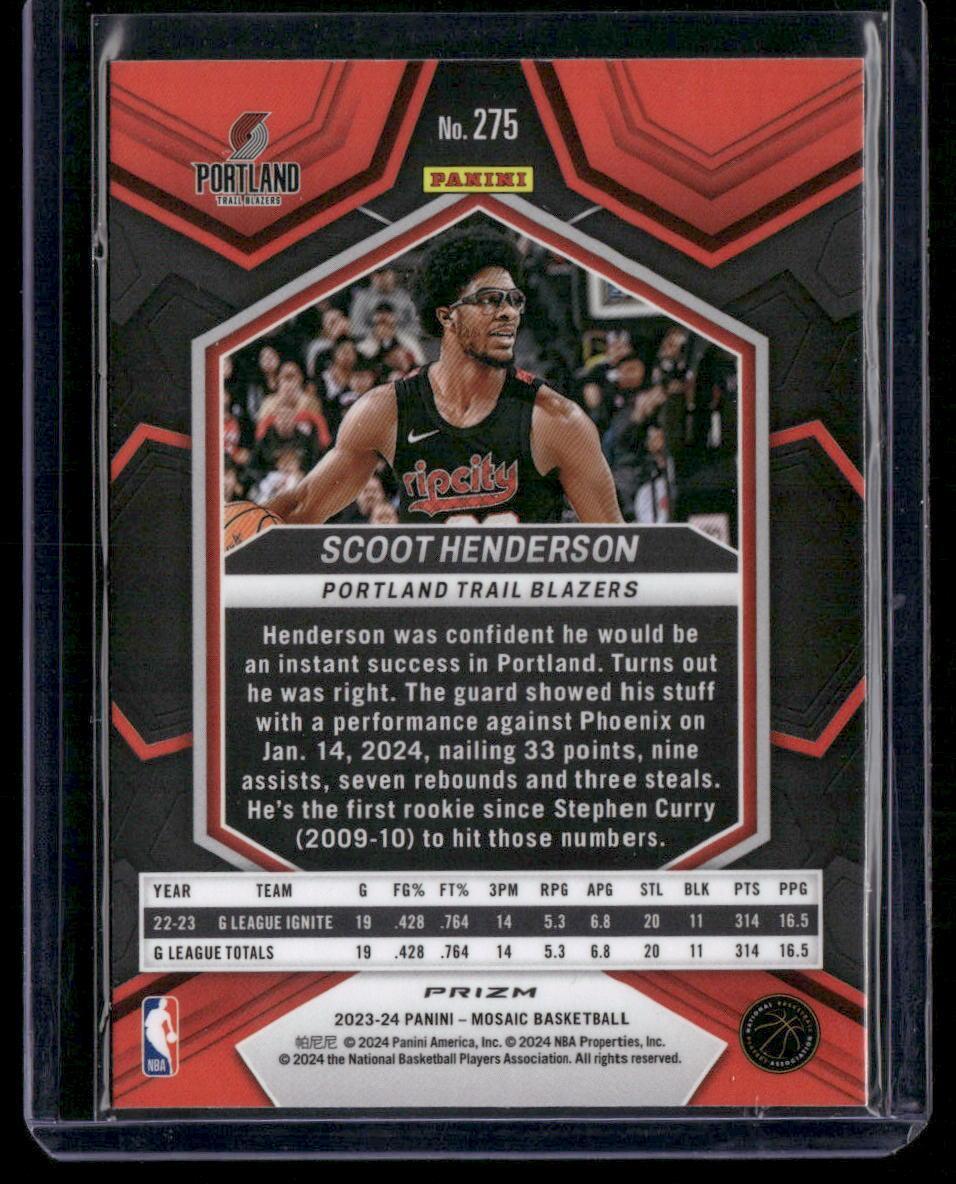 2023-24 Panini Mosaic #275 Scoot Henderson Silver