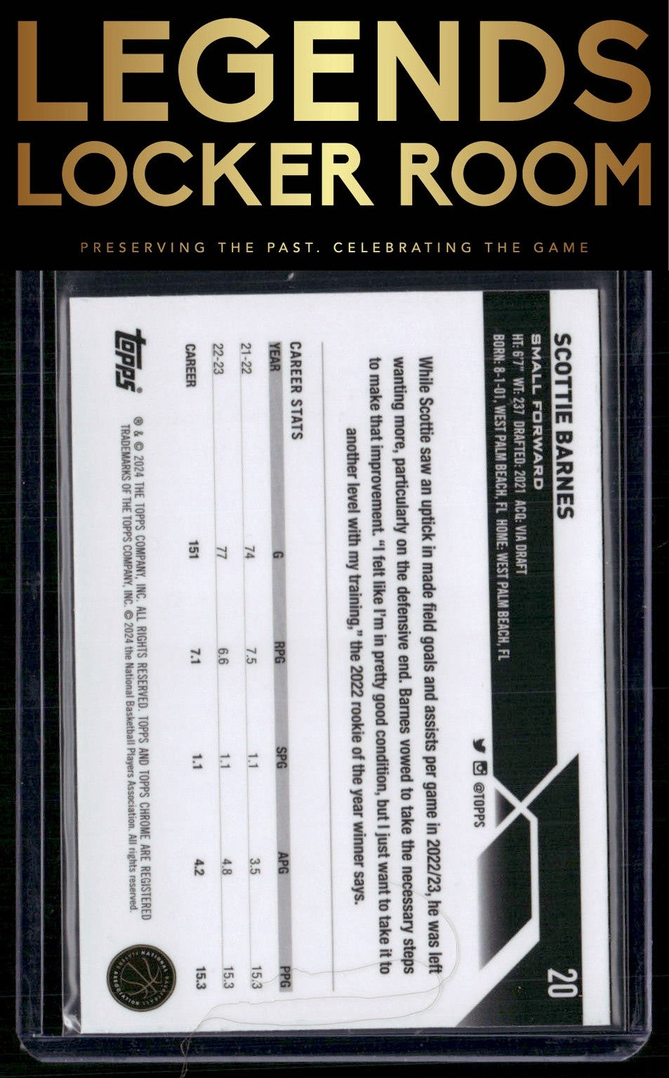 2023-24 Topps Chrome Sapphire Edition #20 Scottie Barnes