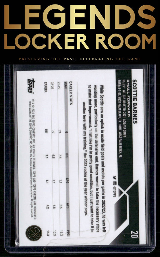 2023-24 Topps Chrome Sapphire Edition #20 Scottie Barnes