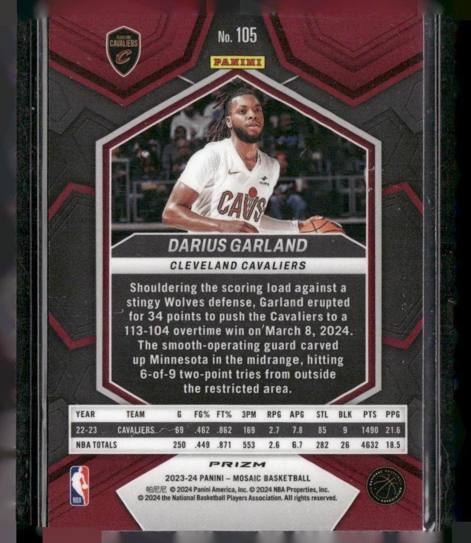 2023-24 Panini Mosaic #105 Darius Garland Green