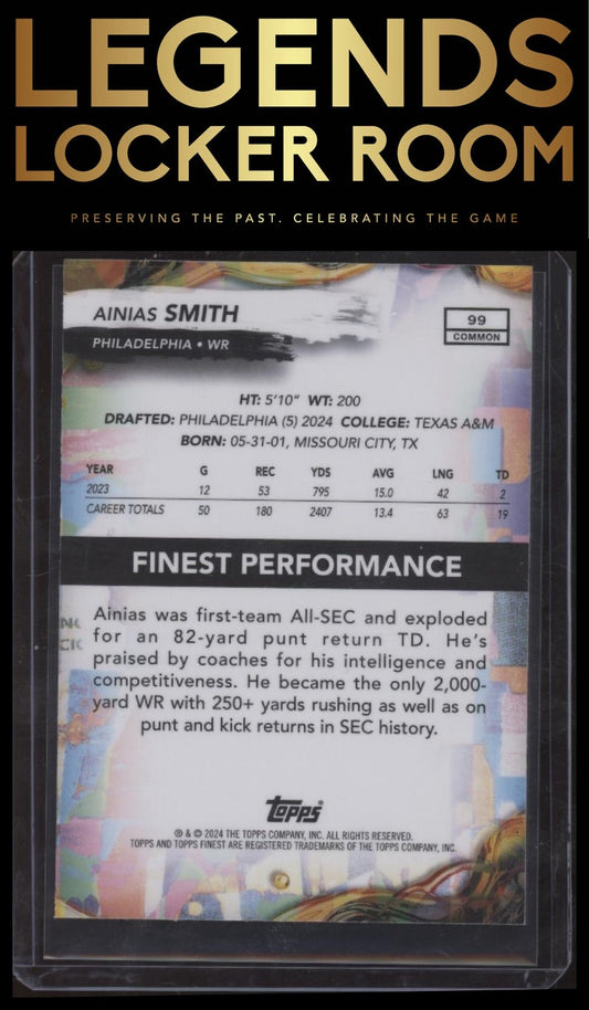 2024 Finest #99 Ainias Smith Blue Geometric Refractor /99
