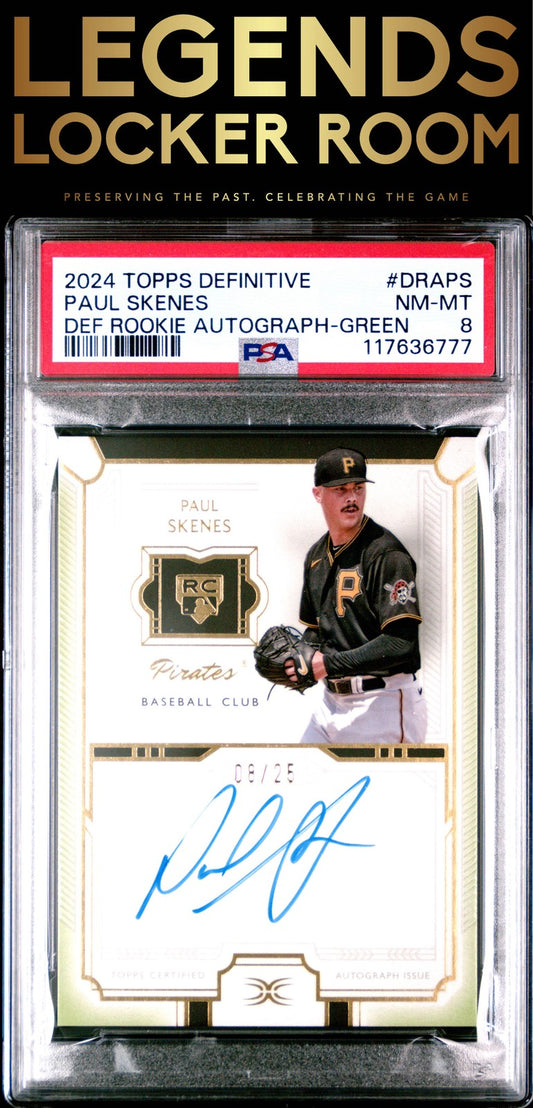 2024 Topps Definitive Collection Rookie Autographs Paul Skenes Green PSA 8