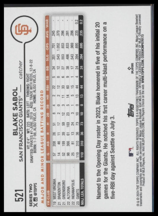2024 Topps #521 Blake Sabol