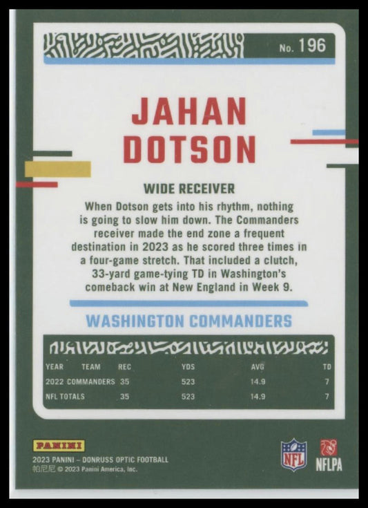 2023 Donruss Optic #196 Jahan Dotson