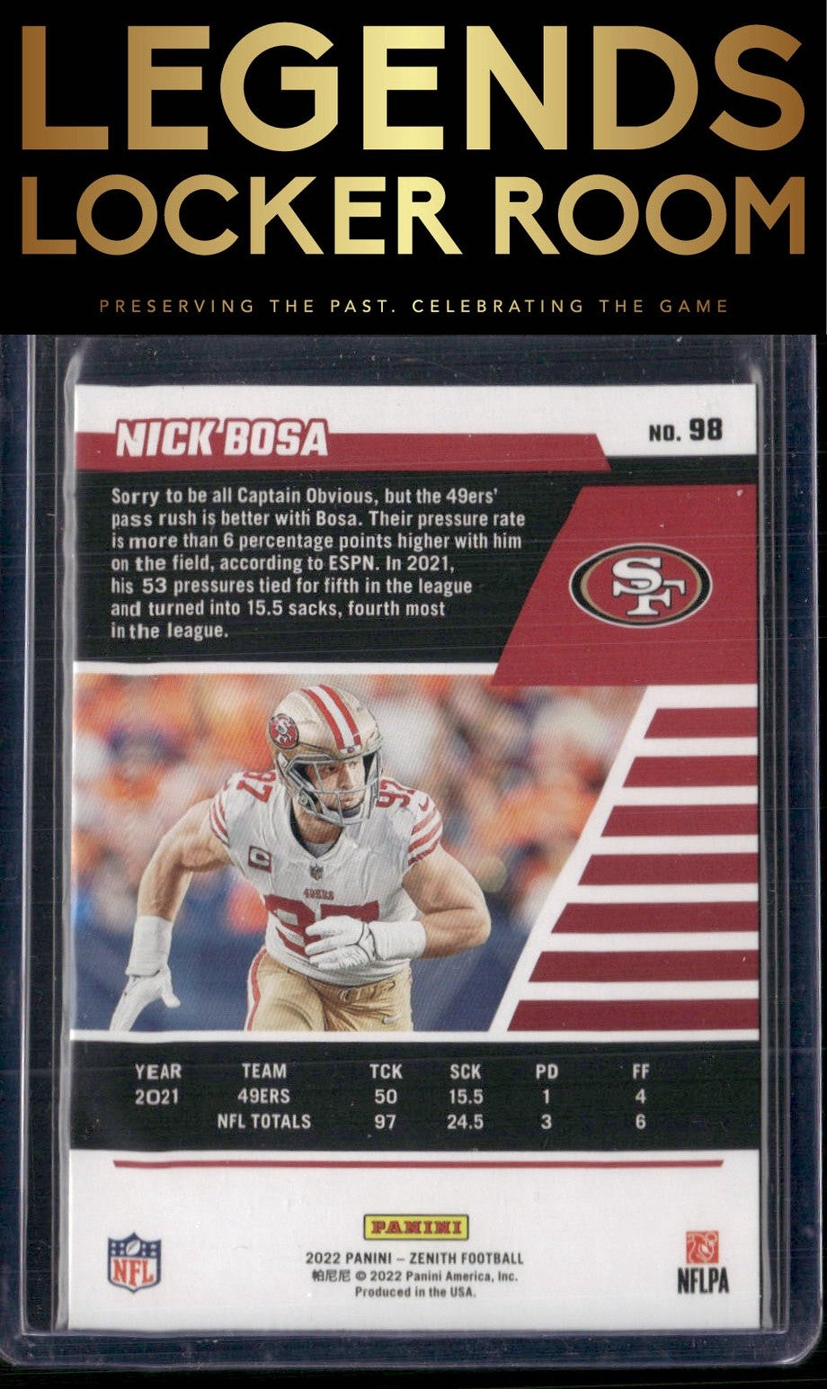 2022 Zenith #98 Nick Bosa Red Zone