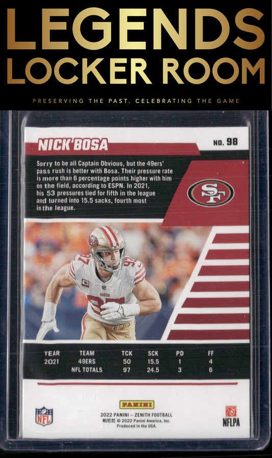 2022 Zenith #98 Nick Bosa Red Zone