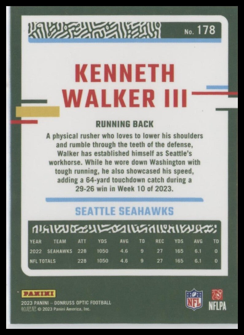 2023 Donruss Optic #178 Kenneth Walker III