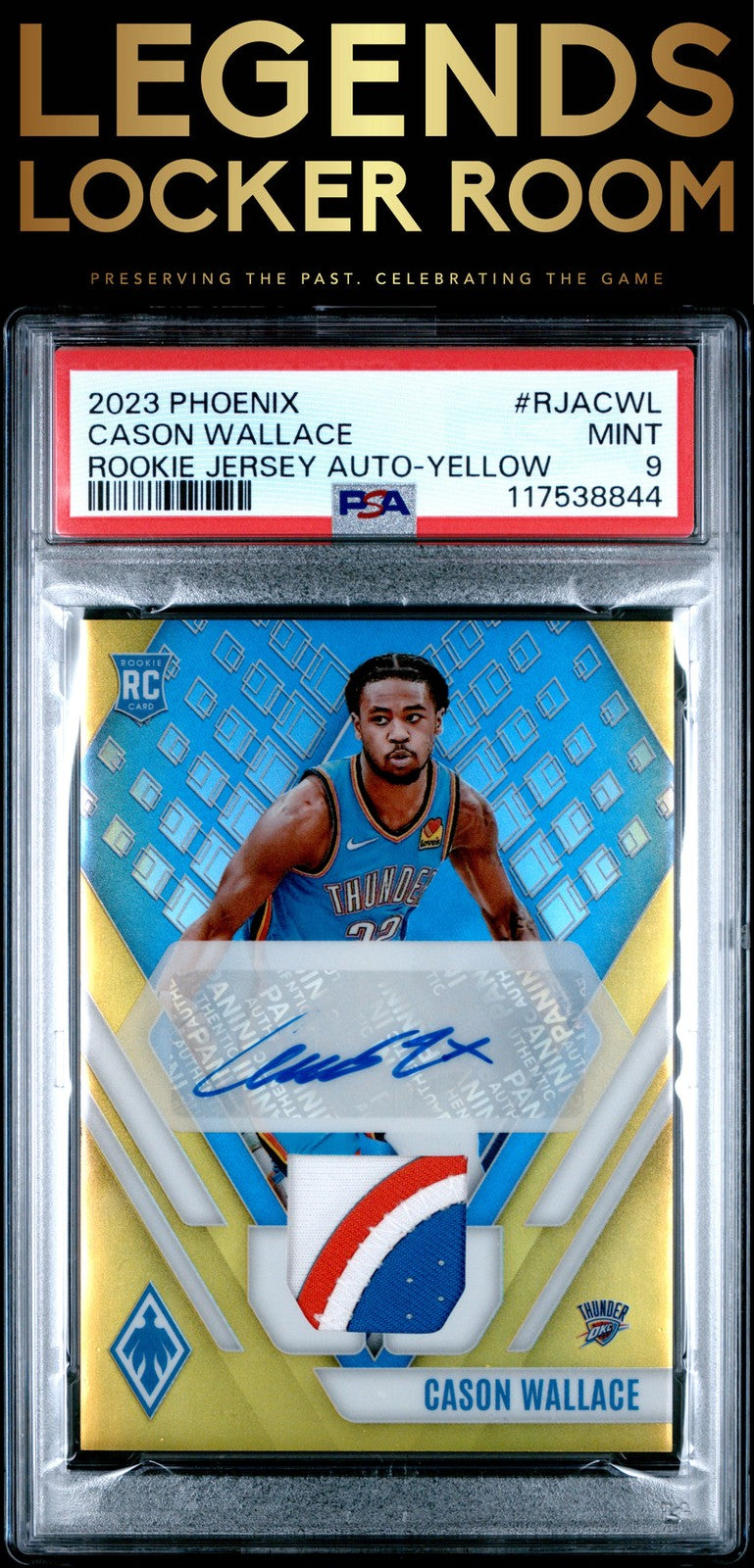 2023 Panini Phoenix Rookie Jersey Auto Cason Wallace /35 PSA 9