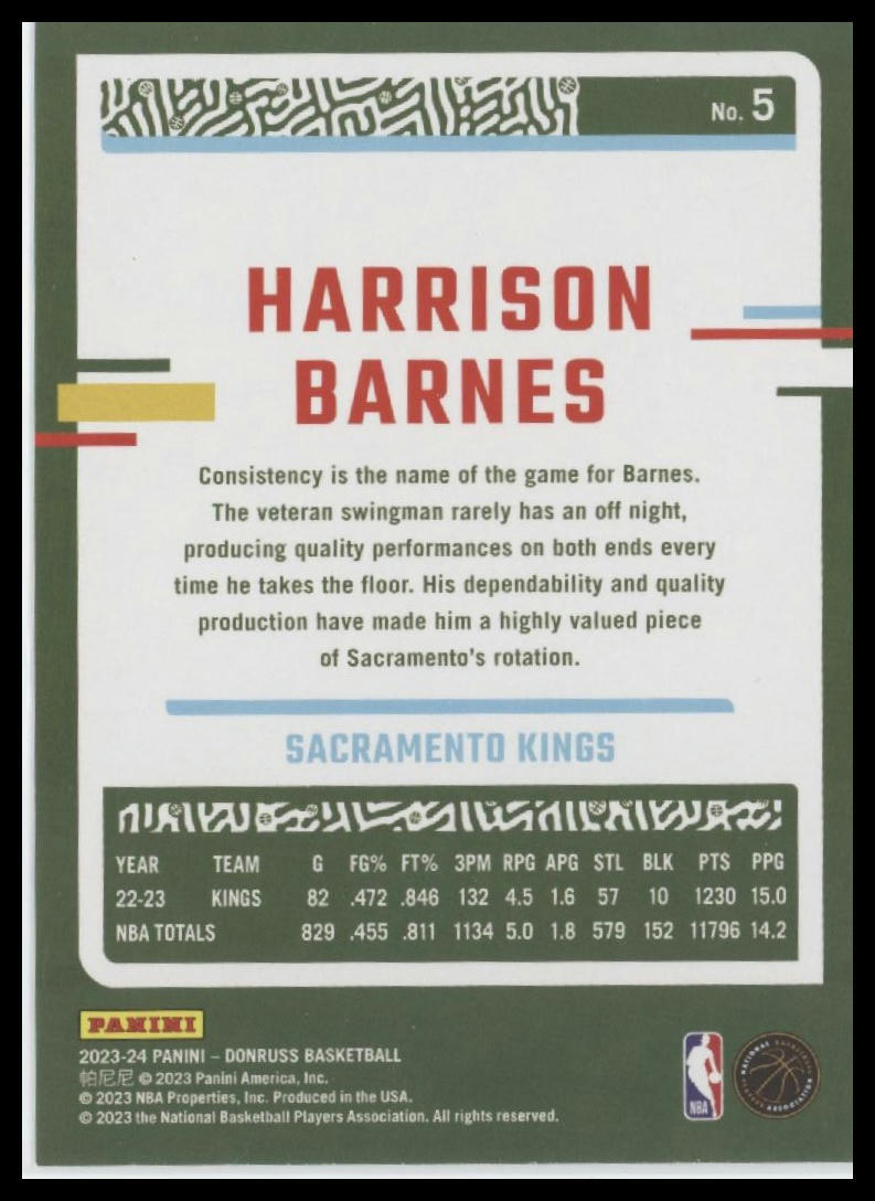 2023-24 Donruss #5 Harrison Barnes