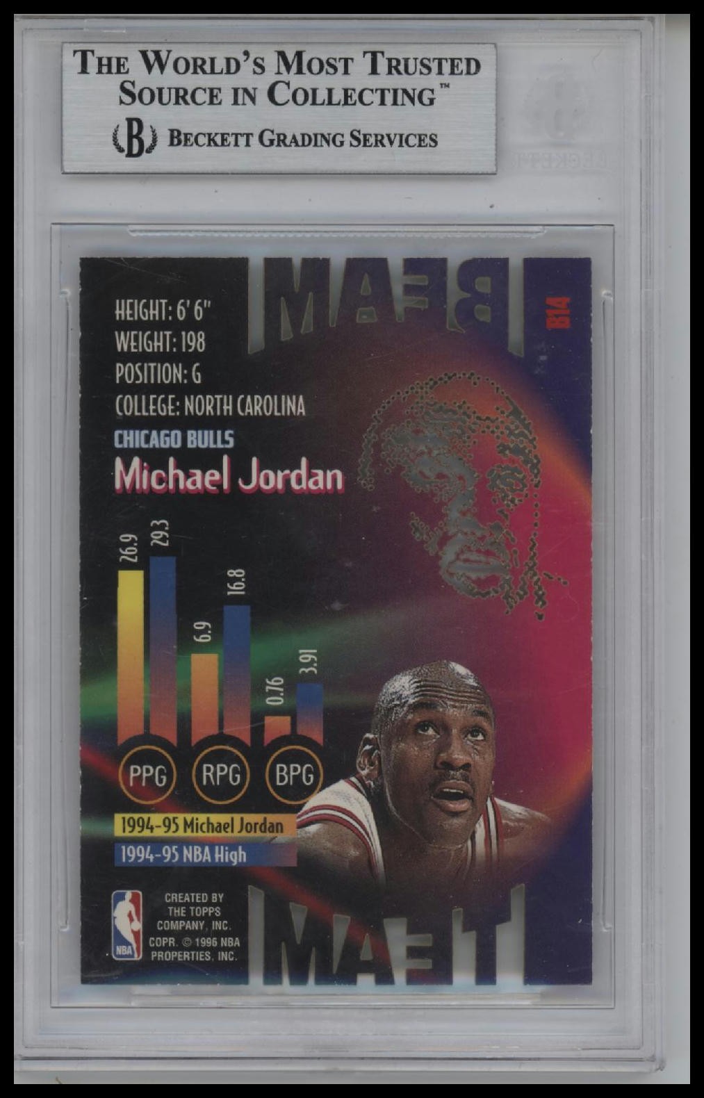 1995-96 Stadium Club Beam Team #BT14 Michael Jordan BGS 9.0