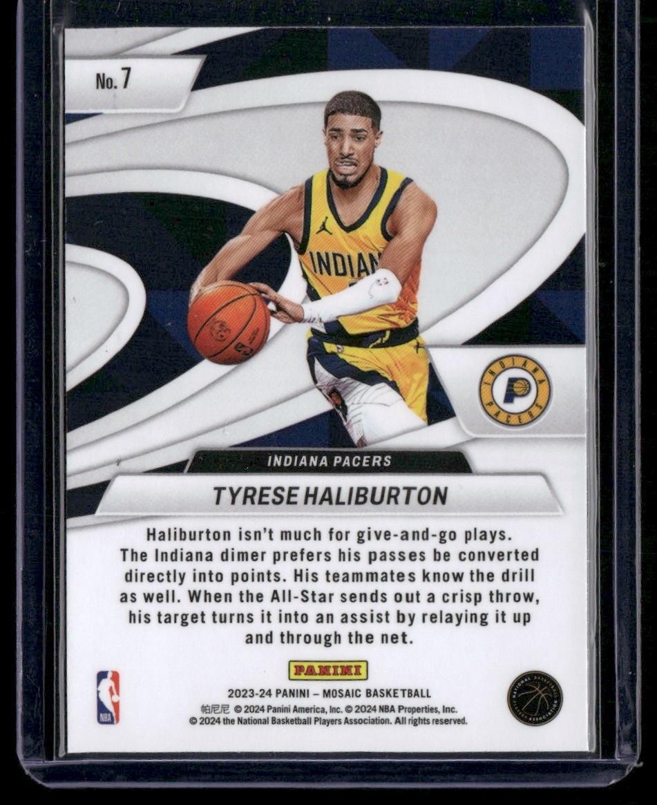 2023-24 Panini Mosaic #7 Tyrese Haliburton Give and Go