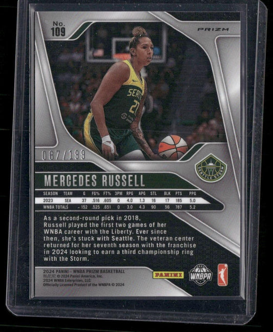 2024 Panini Prizm WNBA #109 Mercedes Russell Blue Prizms #/199