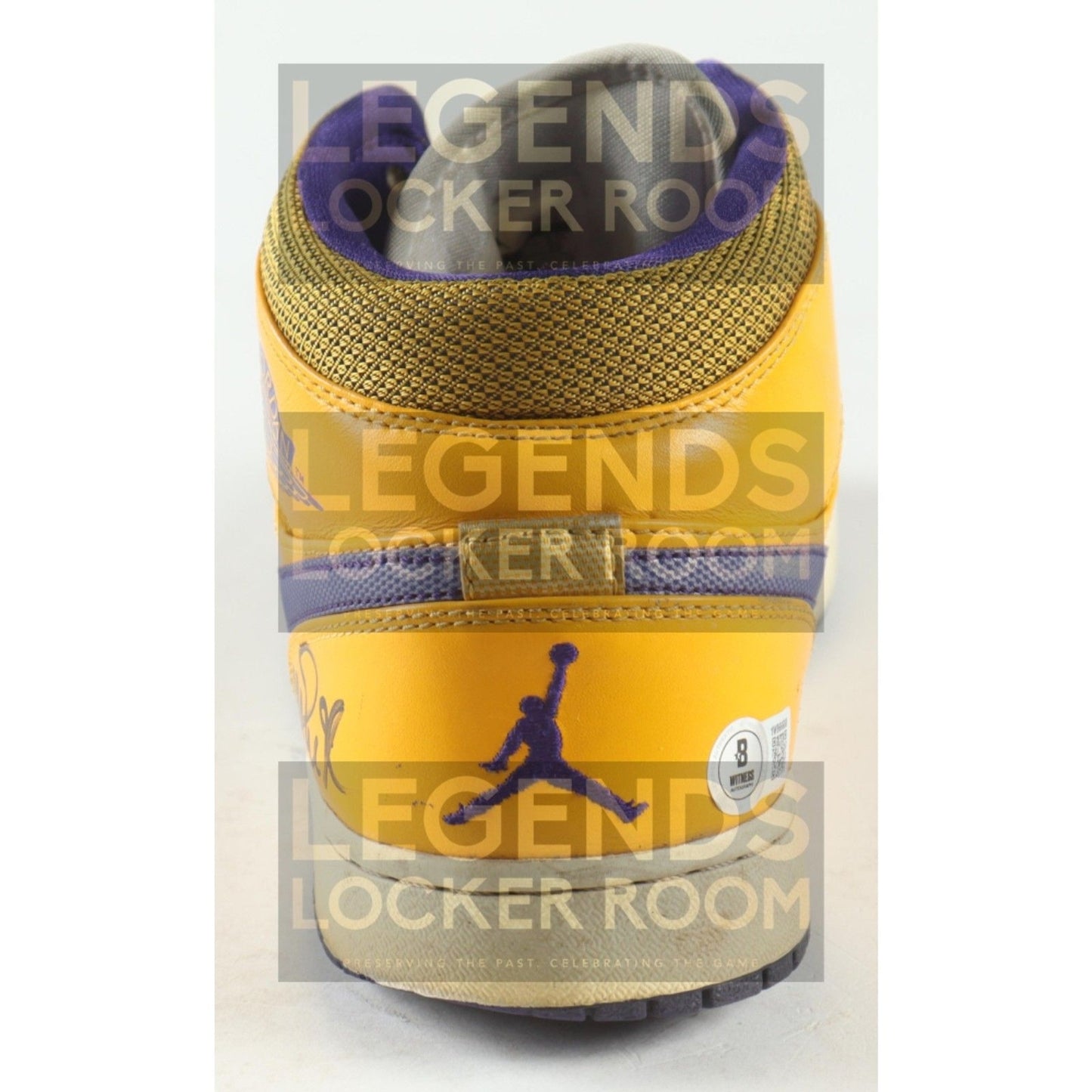 Magic Johnson Signed Nike Air Jordan Lakers Basketball Shoe W/ Display Case