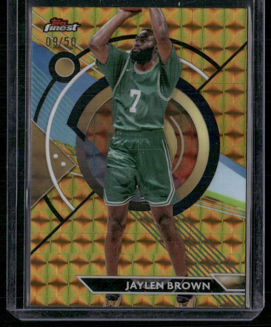 2023-24 Finest #3 Jaylen Brown Gold Geometric Refractors #/50