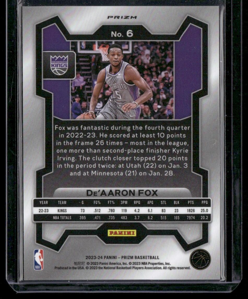2023-24 Panini Prizm #6 De'Aaron Fox Prizms Snakeskin