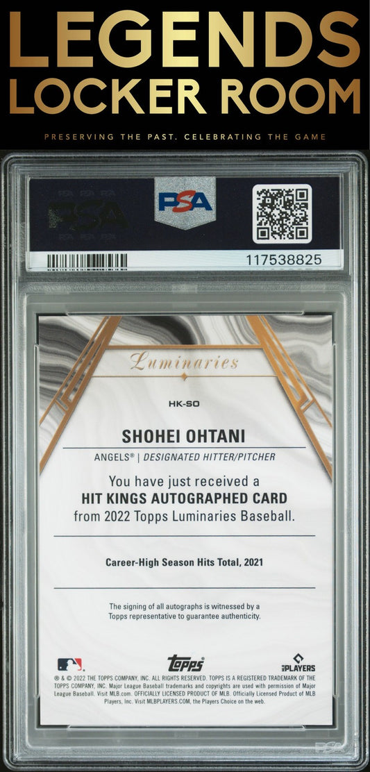 2022 Topps Luminaries Hit Kings Auto Shohei Ohtani Hit Kings Auto-Red PSA 8 /10