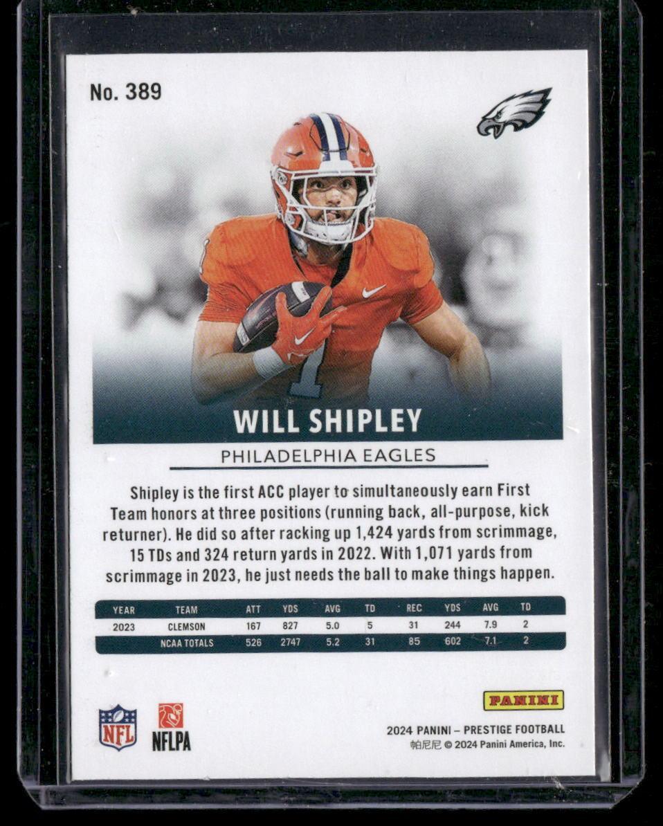 2024 Panini Prestige #389 Will Shipley Galaxy Xtra Points