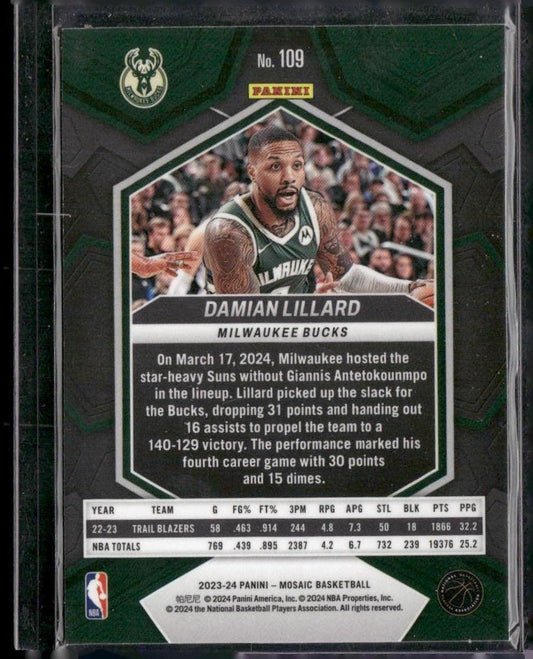 2023-24 Panini Mosaic #109 Damian Lillard