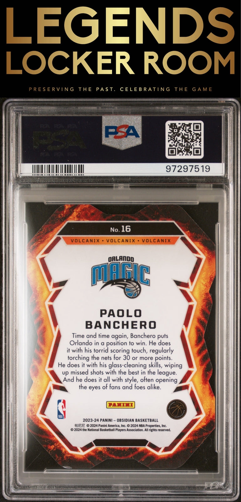 2023 Panini Obsidian Volcanix #16 Paolo Banchero PSA 8