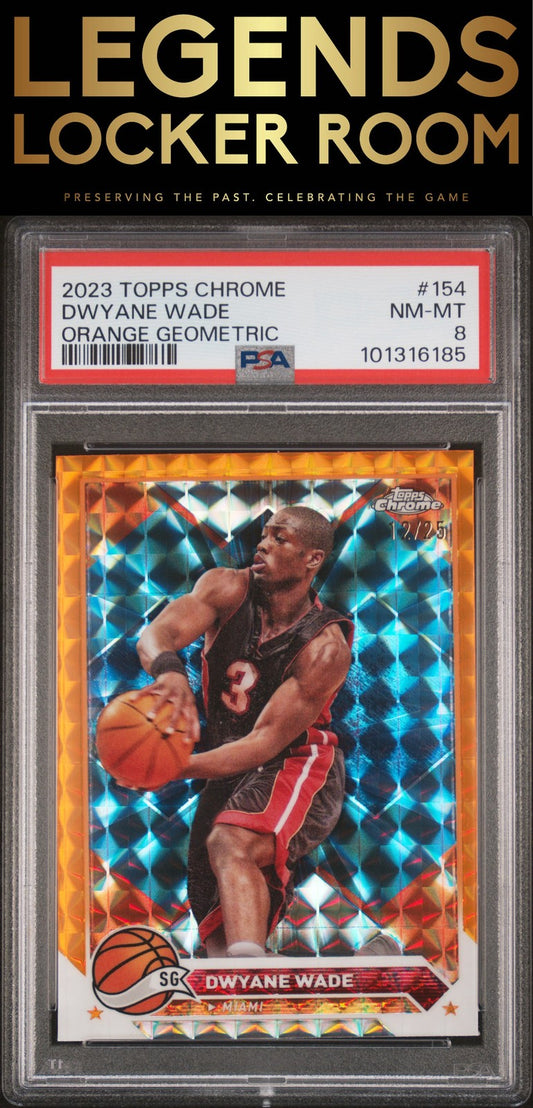 2023 Topps Chrome #154 Dwyane Wade Orange Geometric PSA 8
