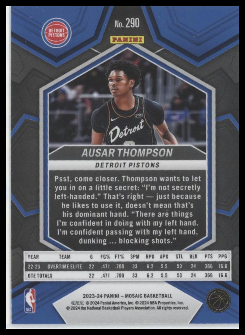 2023-24 Panini Mosaic #290 Ausar Thompson City Edition