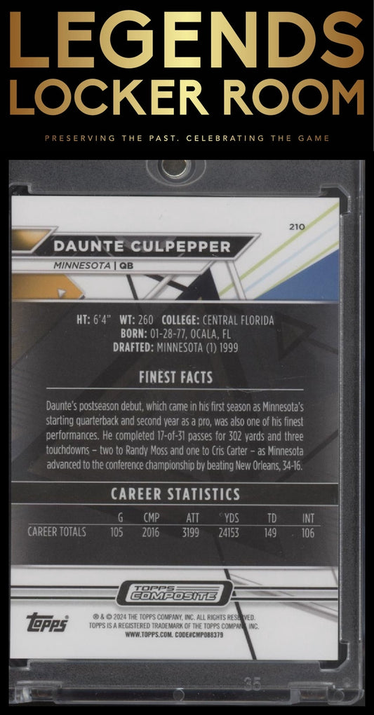 2023 Topps Composite Daunte Culpepper Finest Purple Checkboard Refractor #/99