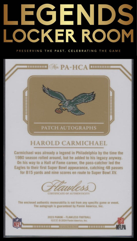 2023 Panini Flawless #PA-HCA Harold Carmichael Patch Autographs #/25