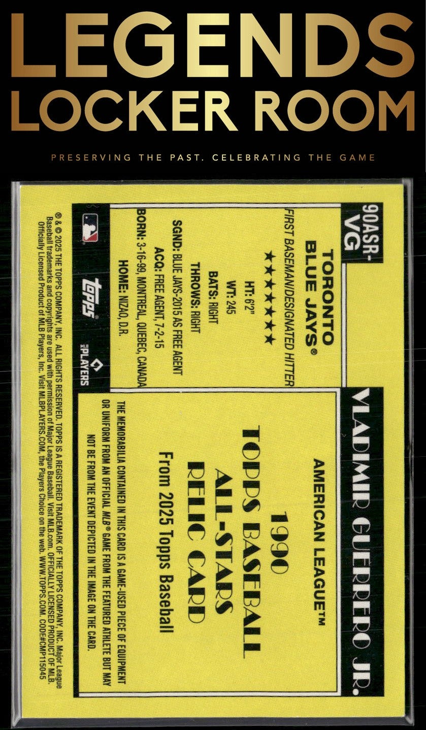 2025 Topps Vladimir Guerrero Jr. 1990 Topps Baseball 35th All-Stars Relics