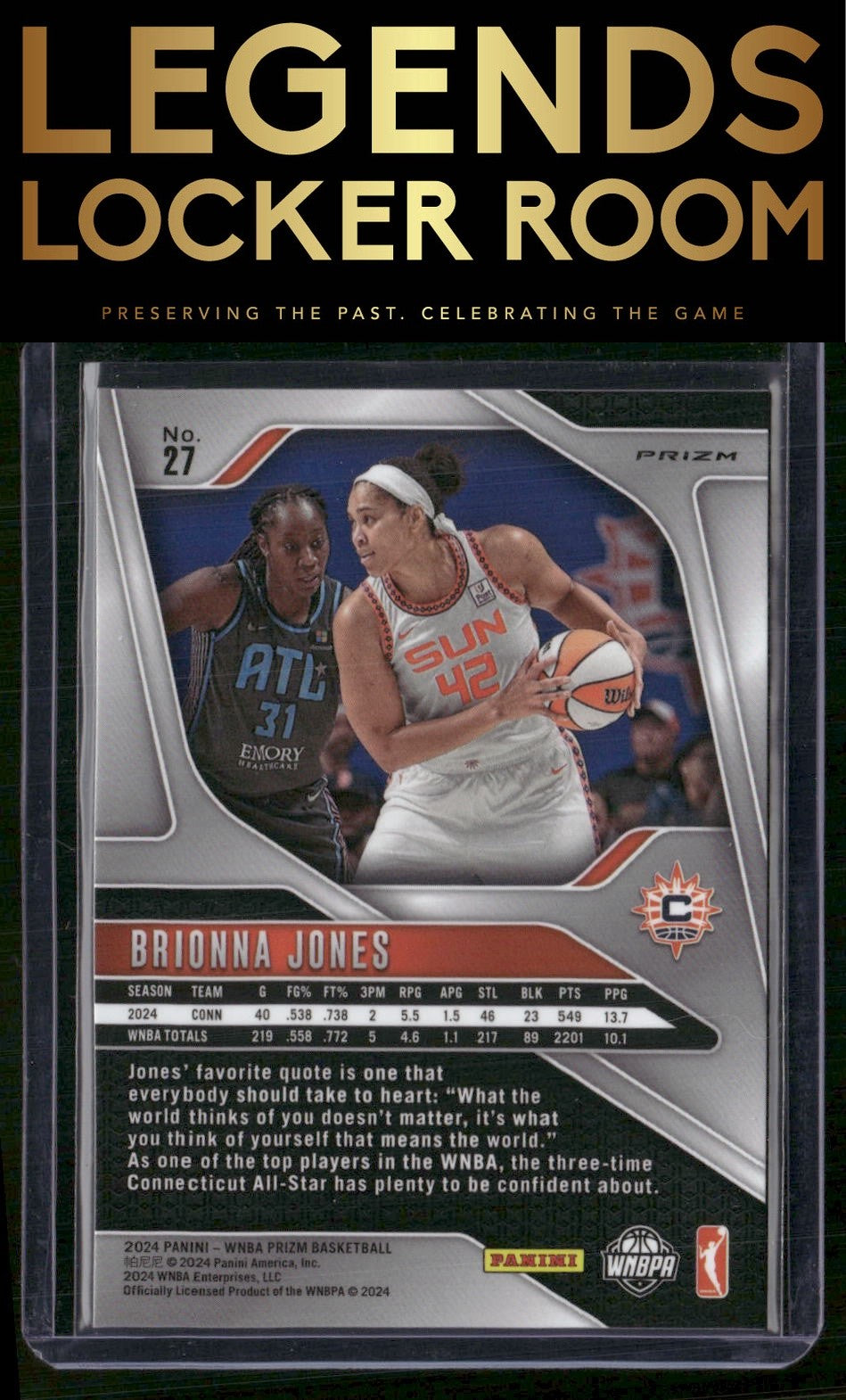 2024 Panini Prizm WNBA #27 Brionna Jones Silver Prizms