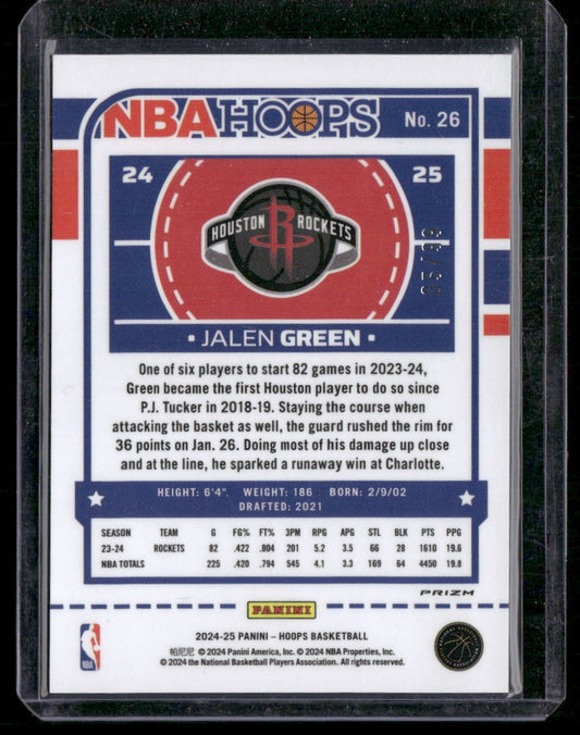 2024-25 Hoops #26 Jalen Green Premium Prizms Red #/99
