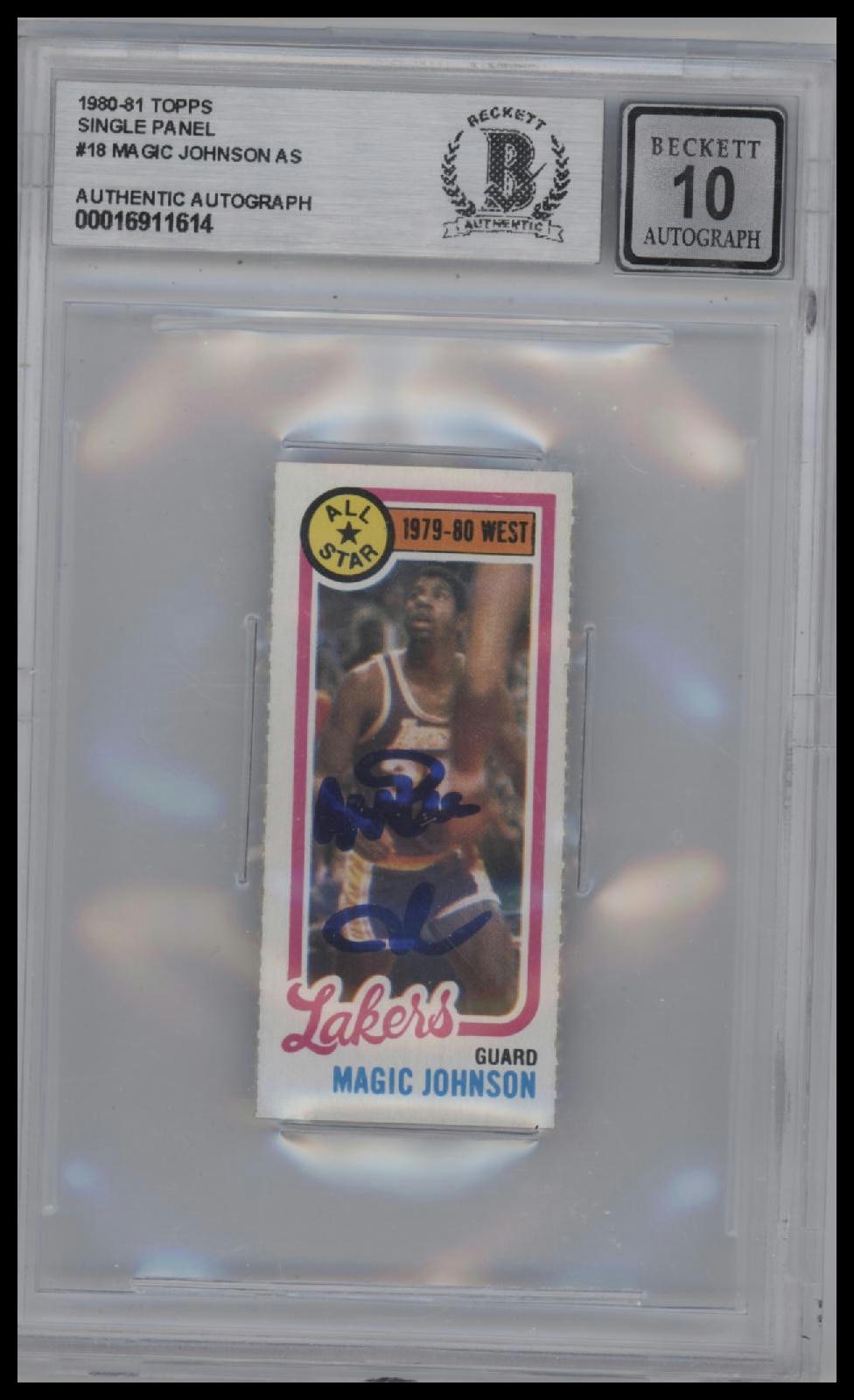 1980-81 Topps Single Panel #18 Magic Johnson AS Auto BGS 10