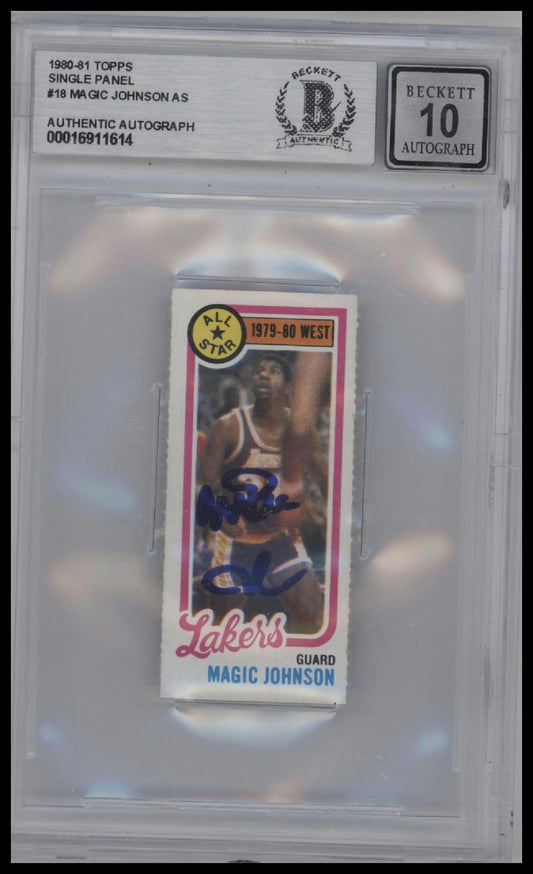 1980-81 Topps Single Panel #18 Magic Johnson AS Auto BGS 10