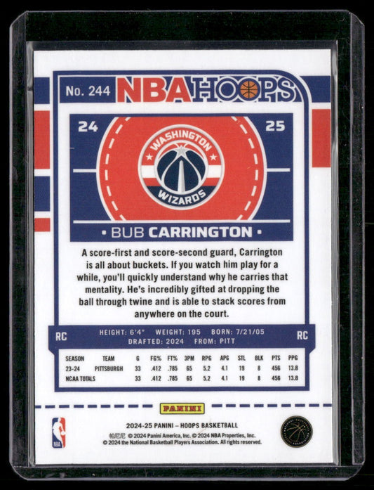 2024-25 Hoops #244 Bub Carrington Premium Prizms Silver
