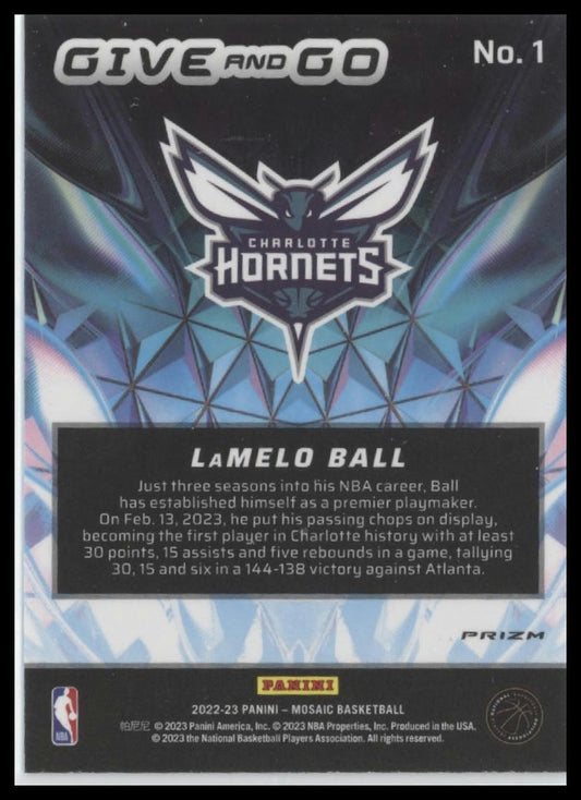 2022-23 Panini Mosaic #1 LaMelo Ball Give and Go Mosaic Green
