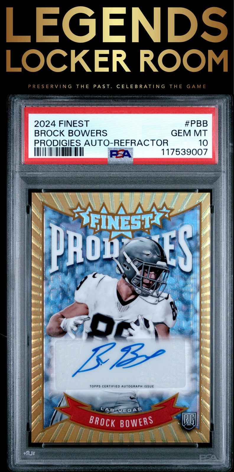 2024 Topps Finest Prodigies Autographs Brock Bowers Refractor PSA 10