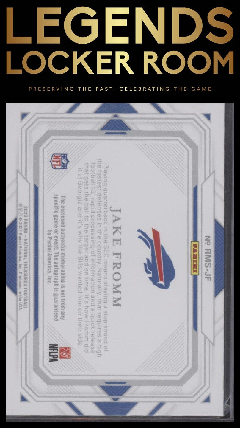 2020 Panini National Treasures Jake Fromm Rookie Material Auto Silver /25