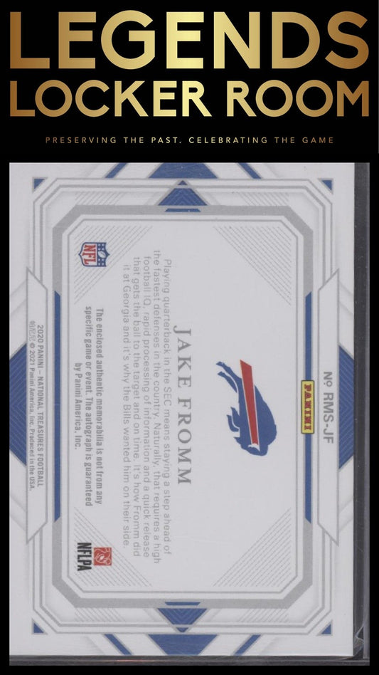 2020 Panini National Treasures Jake Fromm Rookie Material Auto Silver /25
