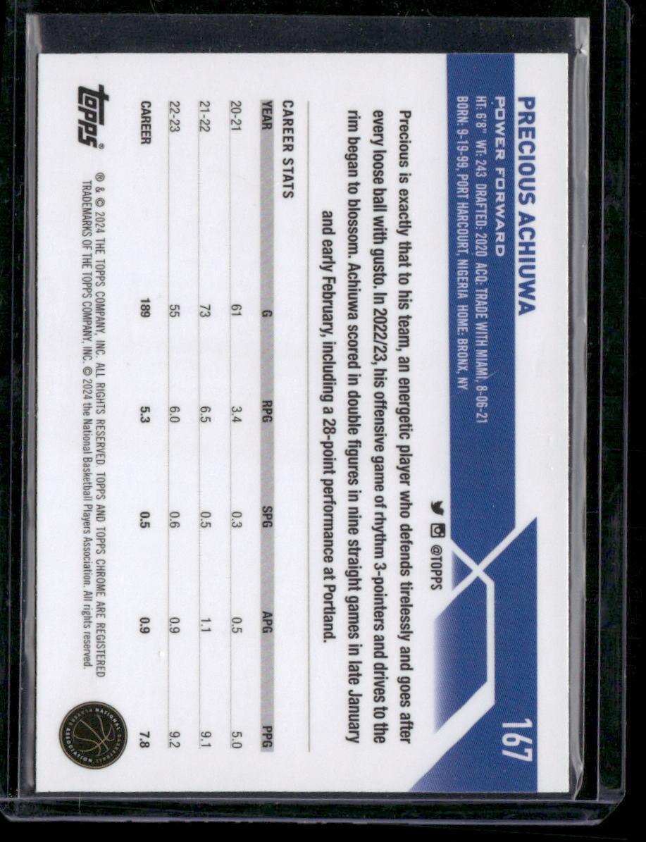 2023-24 Topps Chrome #167 Precious Achiuwa